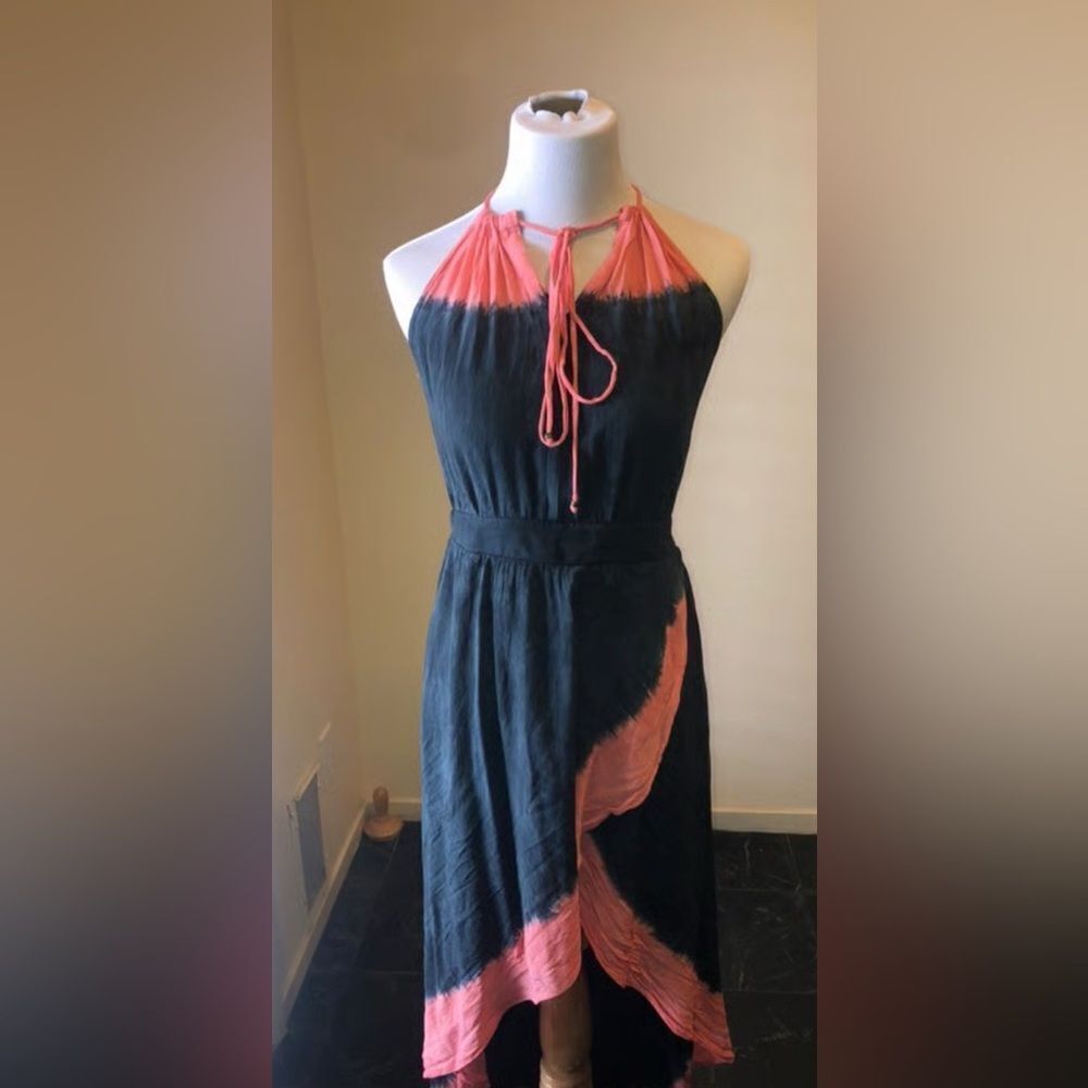 Gypsy 05 Tie Dye midi ruffled halter Dress. Viscose. XS